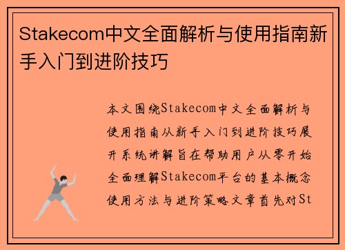 Stakecom中文全面解析与使用指南新手入门到进阶技巧